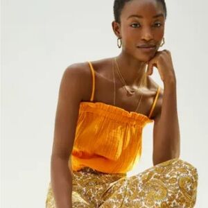 Anthropologie April Cotton Gauzy Tank Tube Top Dark Yellow